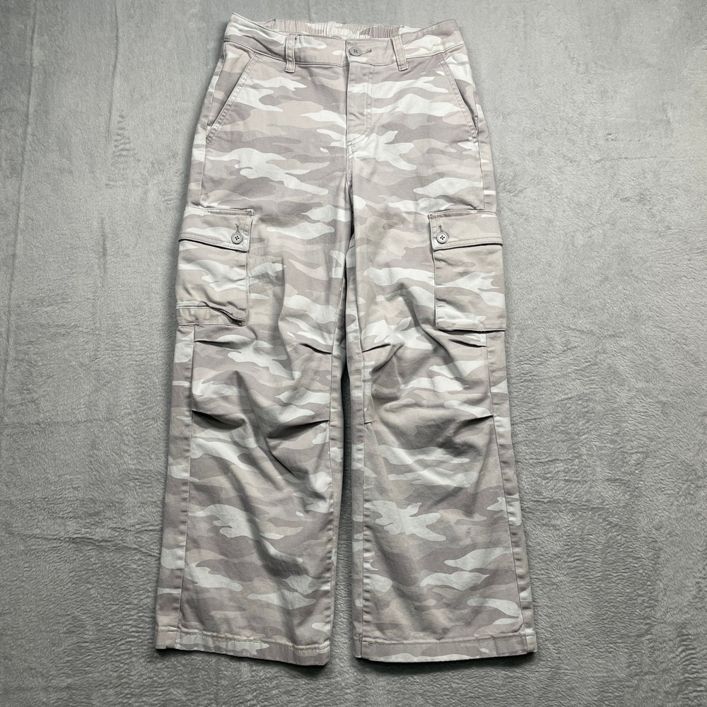Wild Fable Cargo Pants Women XS Grey Camo High Rise Wide Leg Utility Streetwear